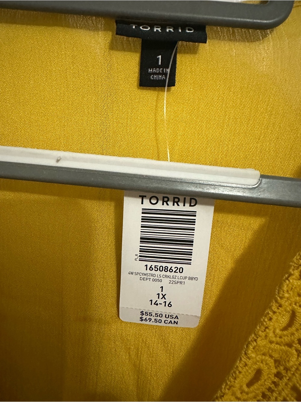NWT CUTEEEE Torrid Yellow Crochet-Trim Top - Picture 4 of 5